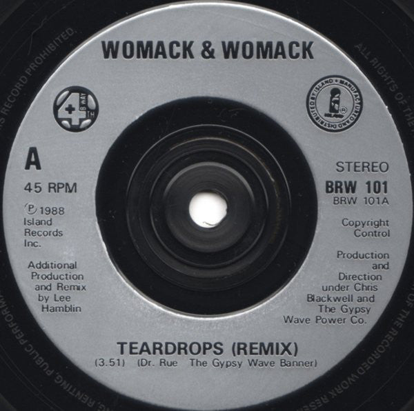 Womack & Womack : Teardrops (7", Single, Sil)