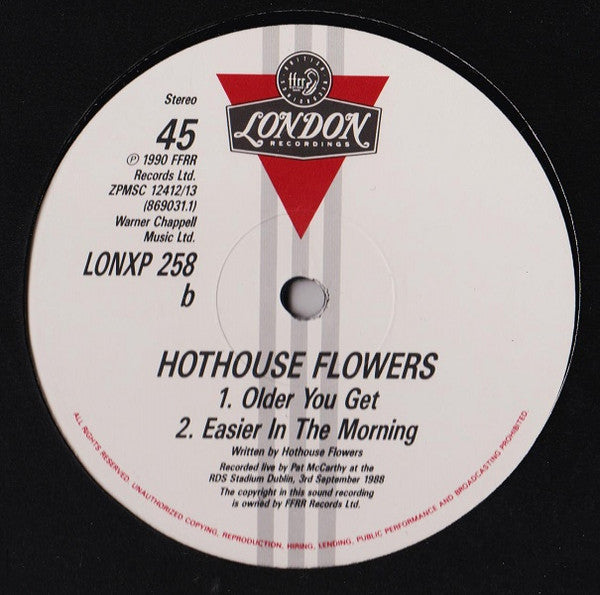 Hothouse Flowers : Give It Up (Live) (12", Single, Col + Box, Ltd)