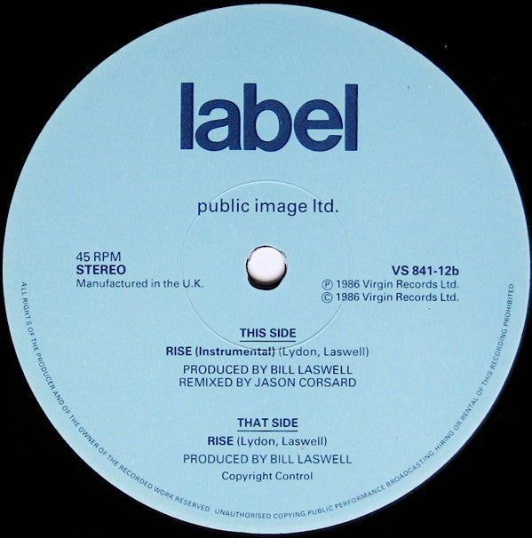 Public Image Limited : Rise (12", Single)