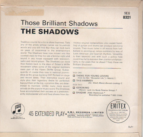 The Shadows : Those Brilliant Shadows (7", EP)