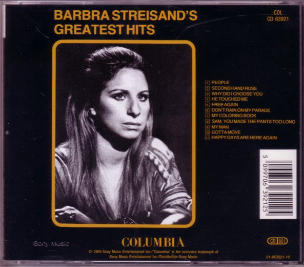 Barbra Streisand : Barbra Streisand's Greatest Hits (CD, Comp, RE)