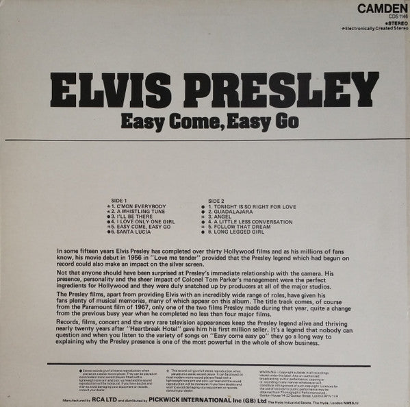 Elvis Presley : Easy Come, Easy Go (LP, Comp, RCA)