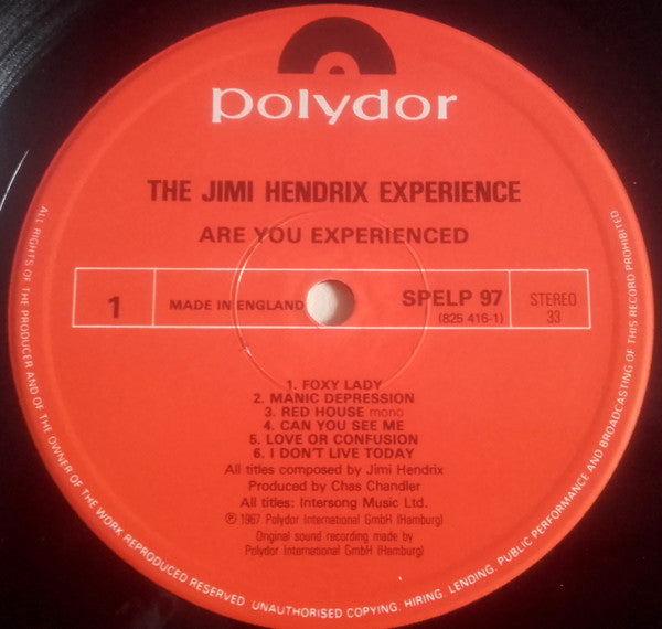 The Jimi Hendrix Experience : Are You Experienced (LP, Album, RE, RM)