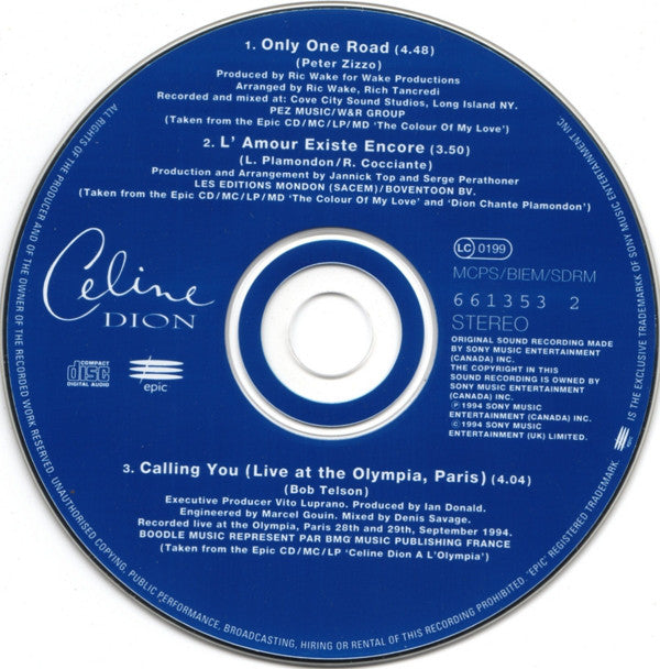 Céline Dion : Only One Road (CD, Single)