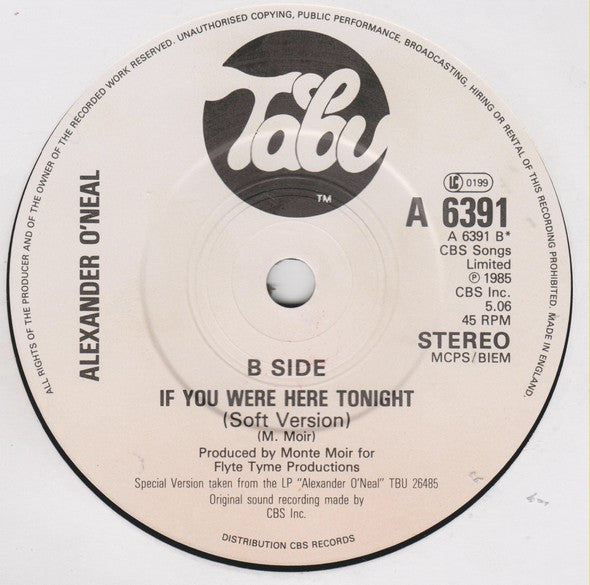 Alexander O'Neal : If You Were Here Tonight (7", Single)