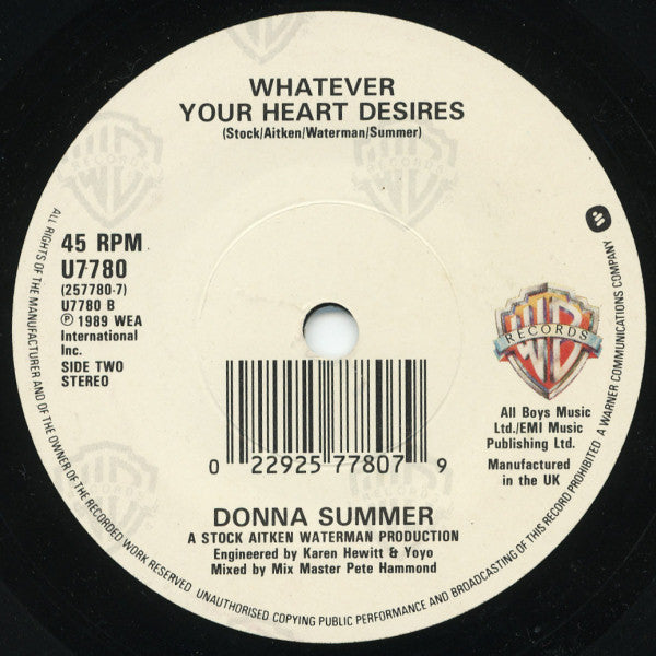 Donna Summer : This Time I Know It's For Real (7", Single, Dam)