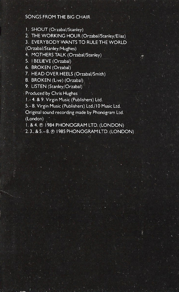 Tears For Fears : Songs From The Big Chair (Cass, Album)