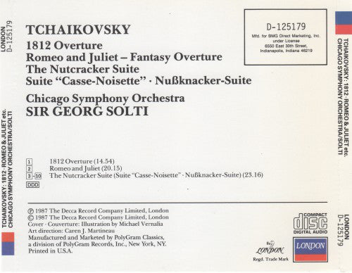 Pyotr Ilyich Tchaikovsky - Chicago Symphony Orchestra / Georg Solti : 1812 Overture / Romeo & Juliet / The Nutcracker Suite (CD, Album, Club)