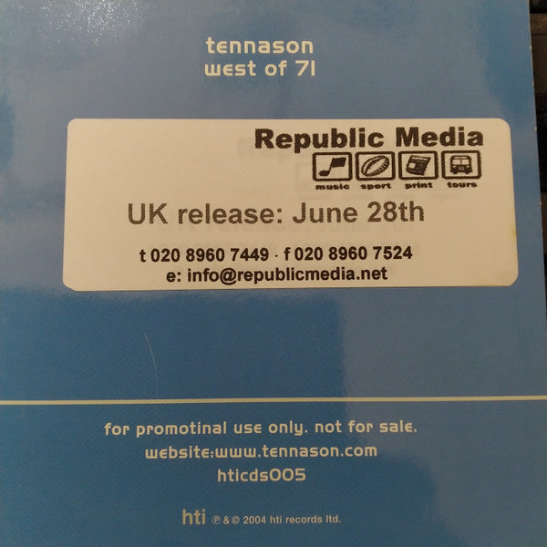 Tennason : West Of 71 (CD, Promo)