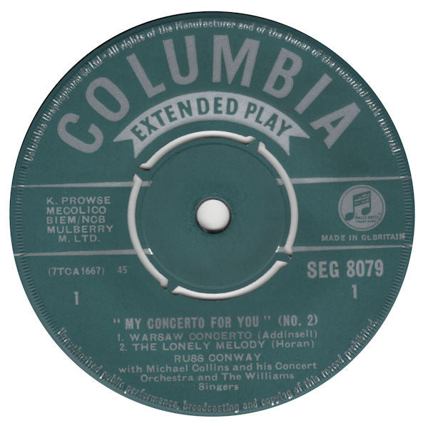 Russ Conway With Michael Collins And His Orchestra And The Williams Singers : My Concerto For You (No. 2) (7", EP, Mono)