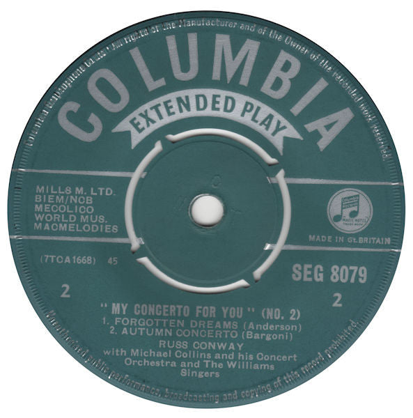Russ Conway With Michael Collins And His Orchestra And The Williams Singers : My Concerto For You (No. 2) (7", EP, Mono)