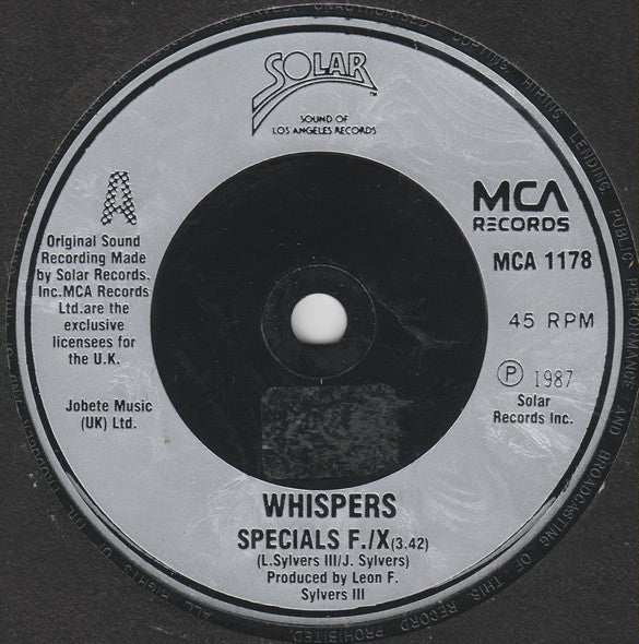 The Whispers : Special F X (7", Single)