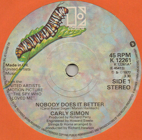 Carly Simon : Nobody Does It Better (7", Single)