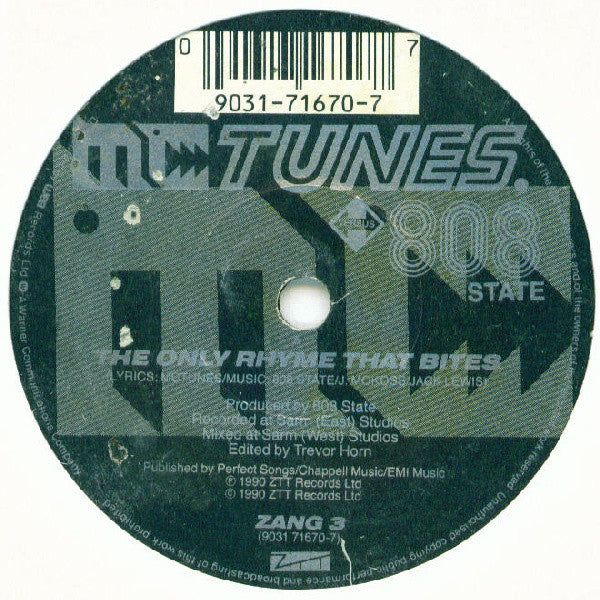 MC Tunes Versus 808 State : The Only Rhyme That Bites (7", Single)