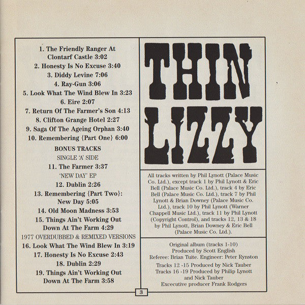 Thin Lizzy : Thin Lizzy (CD, Album, RE, RM)