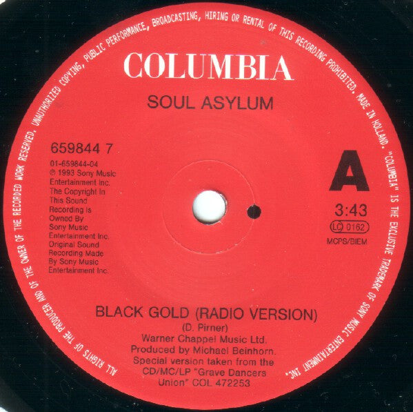 Soul Asylum (2) : Black Gold (7", Single)