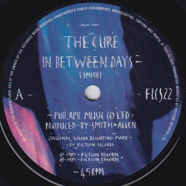 The Cure : In Between Days (7", Single, Pap)