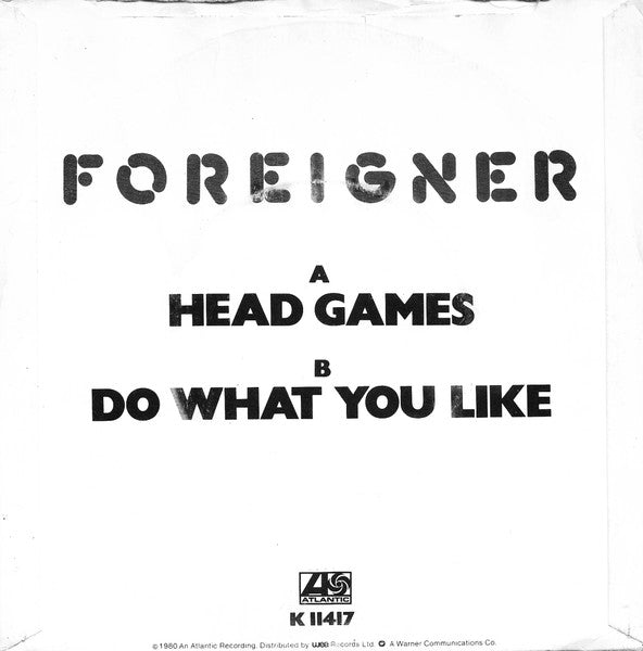 Foreigner : Head Games (7", Single)