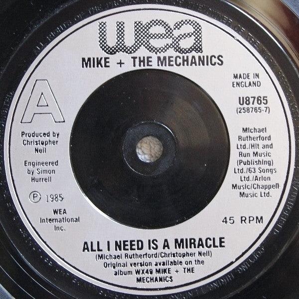 Mike & The Mechanics : All I Need Is A Miracle (7", Single, Sil)