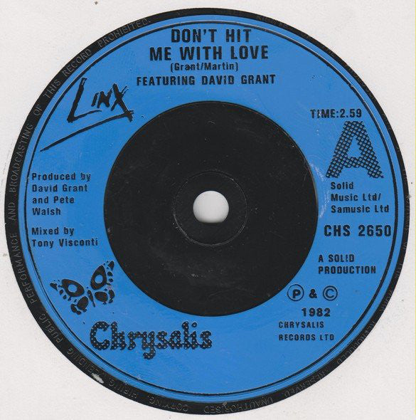 Linx Featuring David Grant : Don't Hit Me With Love (7")