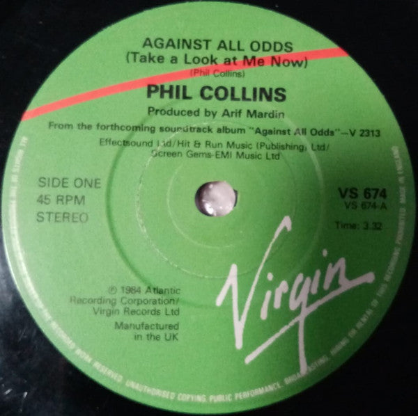 Phil Collins : Against All Odds (Take A Look At Me Now) (7", Single, Pap)
