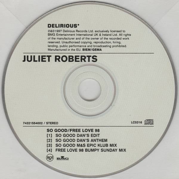 Juliet Roberts : So Good / Free Love 98 (CD, Single)