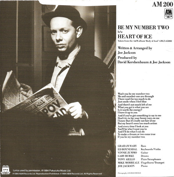 Joe Jackson : Be My Number Two (7", Single)