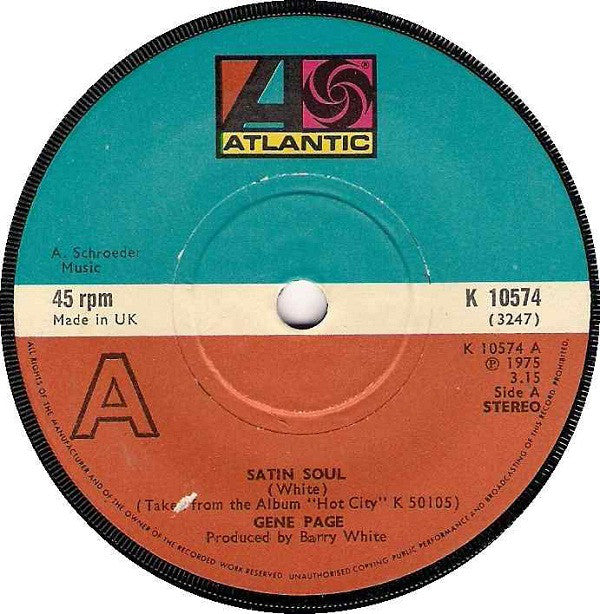 Gene Page : Satin Soul (7", Single)