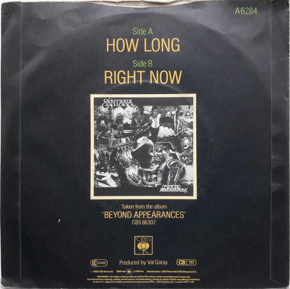 Santana : How Long / Right Now (7", Single)