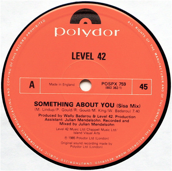 Level 42 : Something About You (Sisa Mix) (12", Single, Art)