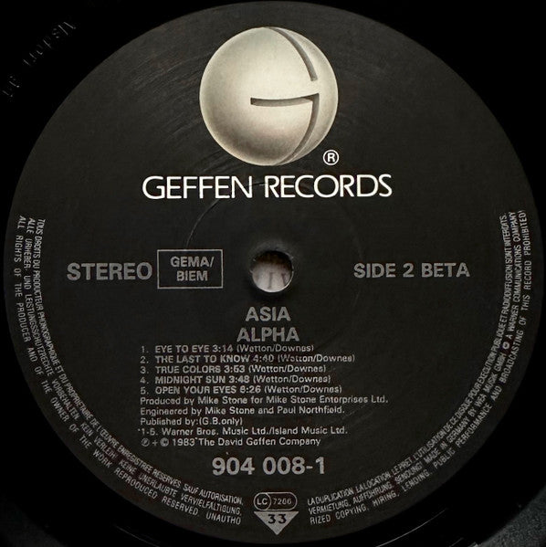 Asia (2) : Alpha (LP, Album, RE)
