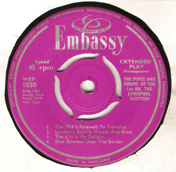 The Pipes And Drums Of The 1st Battalion Of The Liverpool Scottish : The Waggle Of The Kilt (7", EP)