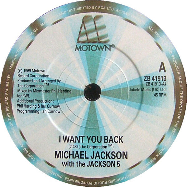Michael Jackson With The Jackson 5 : I Want You Back '88 Remix (7", Single)