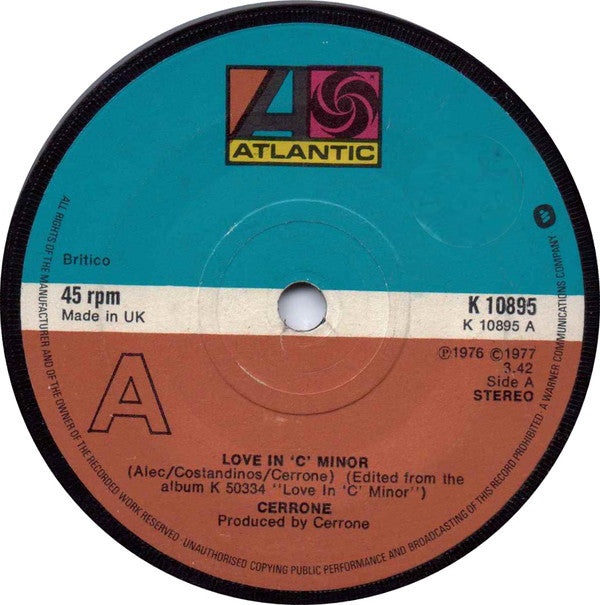 Cerrone : Love In 'C' Minor (7", Single)