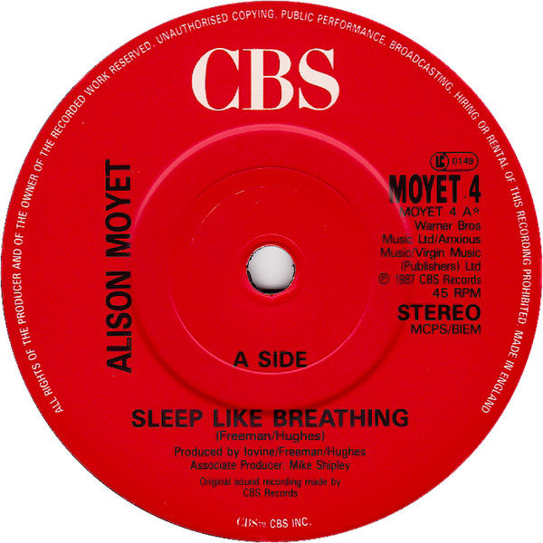 Alison Moyet With David Freeman : Sleep Like Breathing (7", Single)