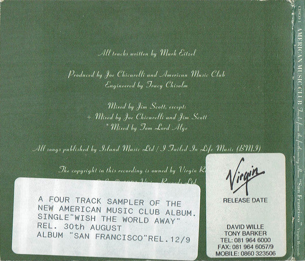 American Music Club : Tracks From The Forthcoming Album "San Francisco" (CD, Promo, Smplr)