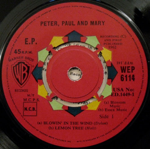 Peter, Paul And Mary* : Peter, Paul And Mary (7", EP, Mono)