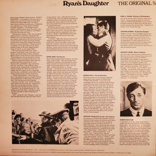 Maurice Jarre : Ryan's Daughter (LP, Album, Gat)