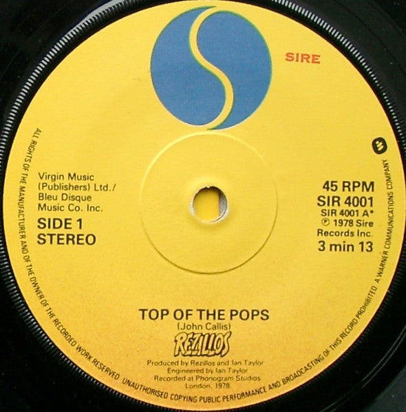 The Rezillos : Top Of The Pops (7", Single, Rez)