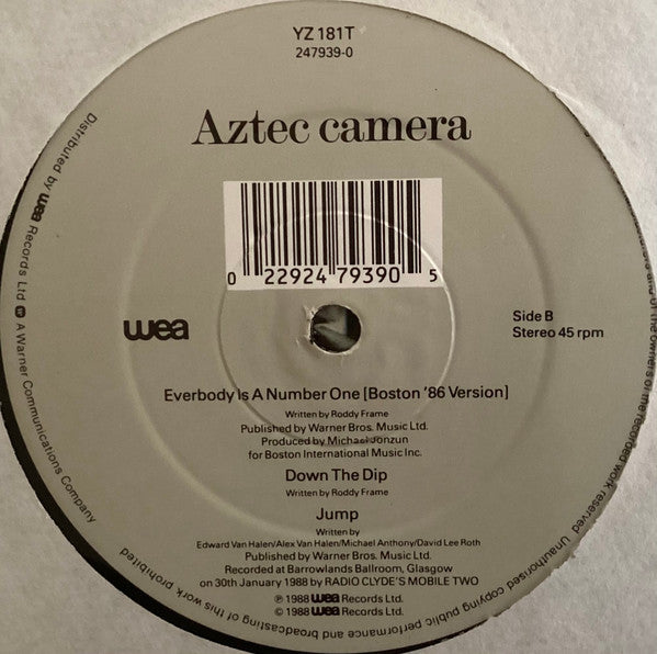 Aztec Camera : Somewhere In My Heart (12", Single, Dam)