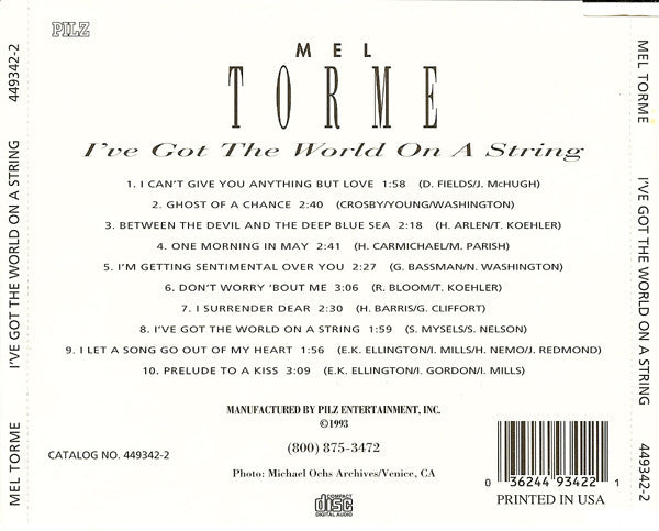 Mel Tormé : I've Got The World On A String (CD, Album, RM)