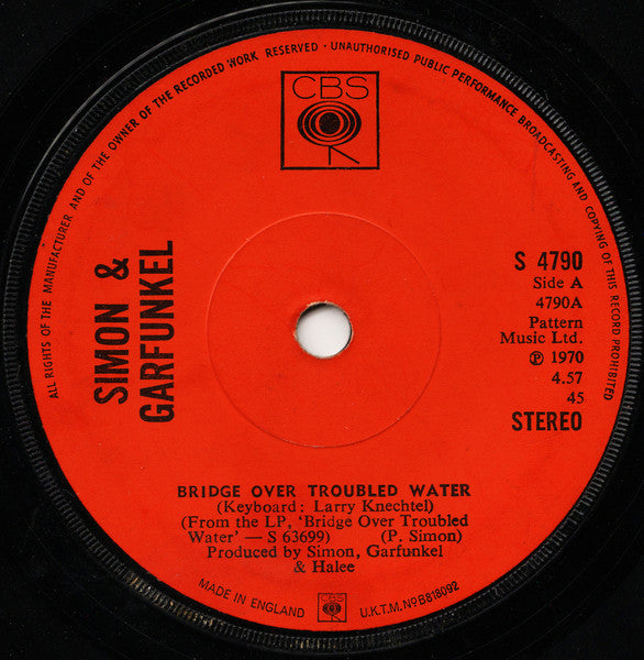 Simon & Garfunkel : Bridge Over Troubled Water (7", Single, Sol)