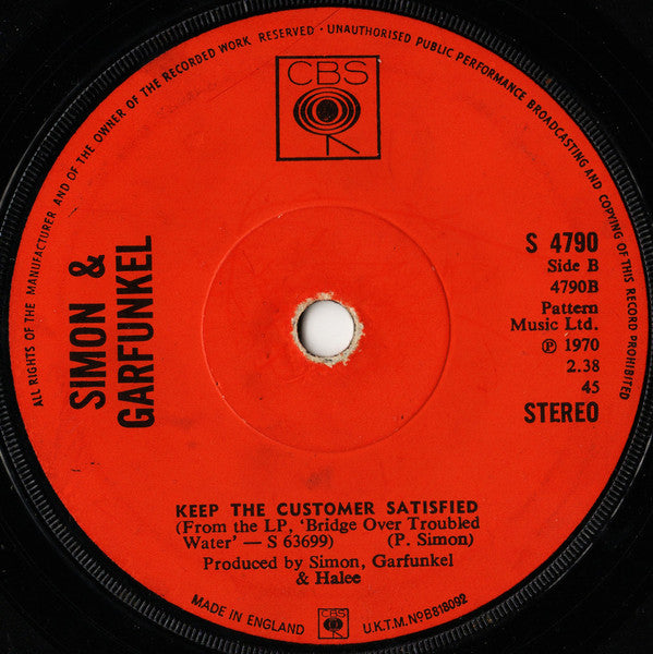 Simon & Garfunkel : Bridge Over Troubled Water (7", Single, Sol)
