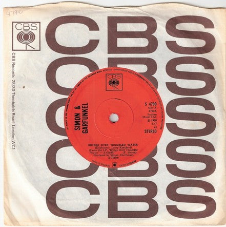 Simon & Garfunkel : Bridge Over Troubled Water (7", Single, Sol)