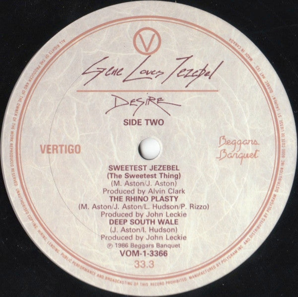 Gene Loves Jezebel : Desire (12", Single)