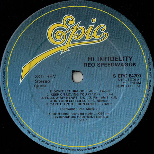 REO Speedwagon : Hi Infidelity (LP, Album)