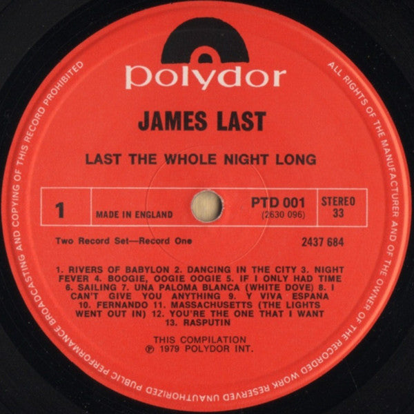 James Last : Last The Whole Night Long: 50 Non-Stop Party Greats From James Last. (2xLP, Comp, RM)