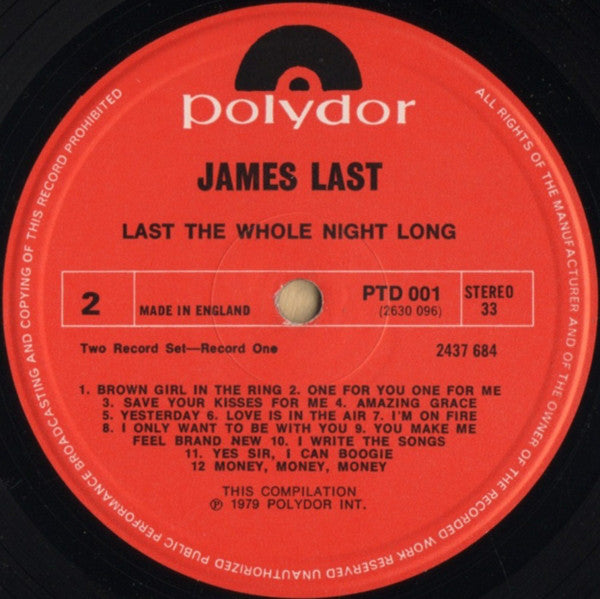 James Last : Last The Whole Night Long: 50 Non-Stop Party Greats From James Last. (2xLP, Comp, RM)