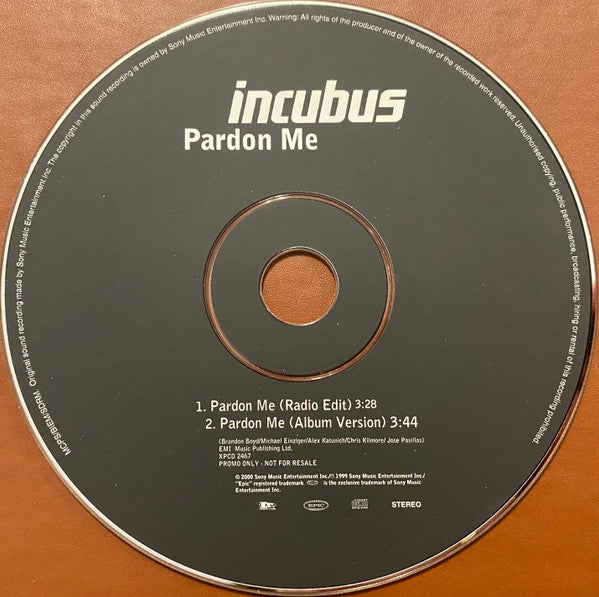 Incubus (2) : Pardon Me (CD, Single, Promo, Car)