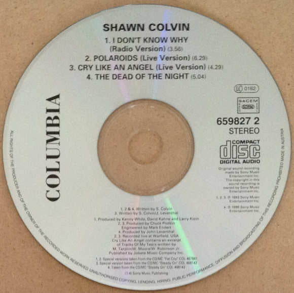 Shawn Colvin : I Don't Know Why (CD, Single)